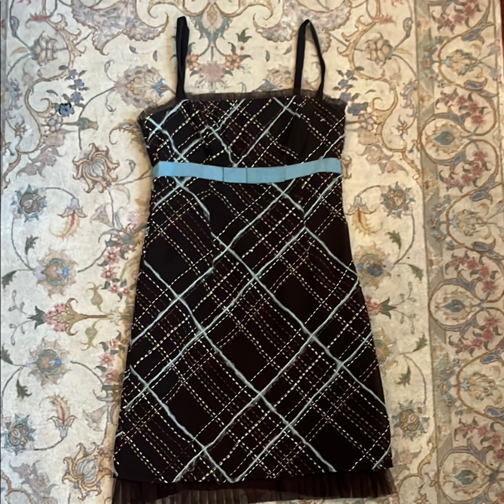 BCBG Brown and Blue Strappy Dress